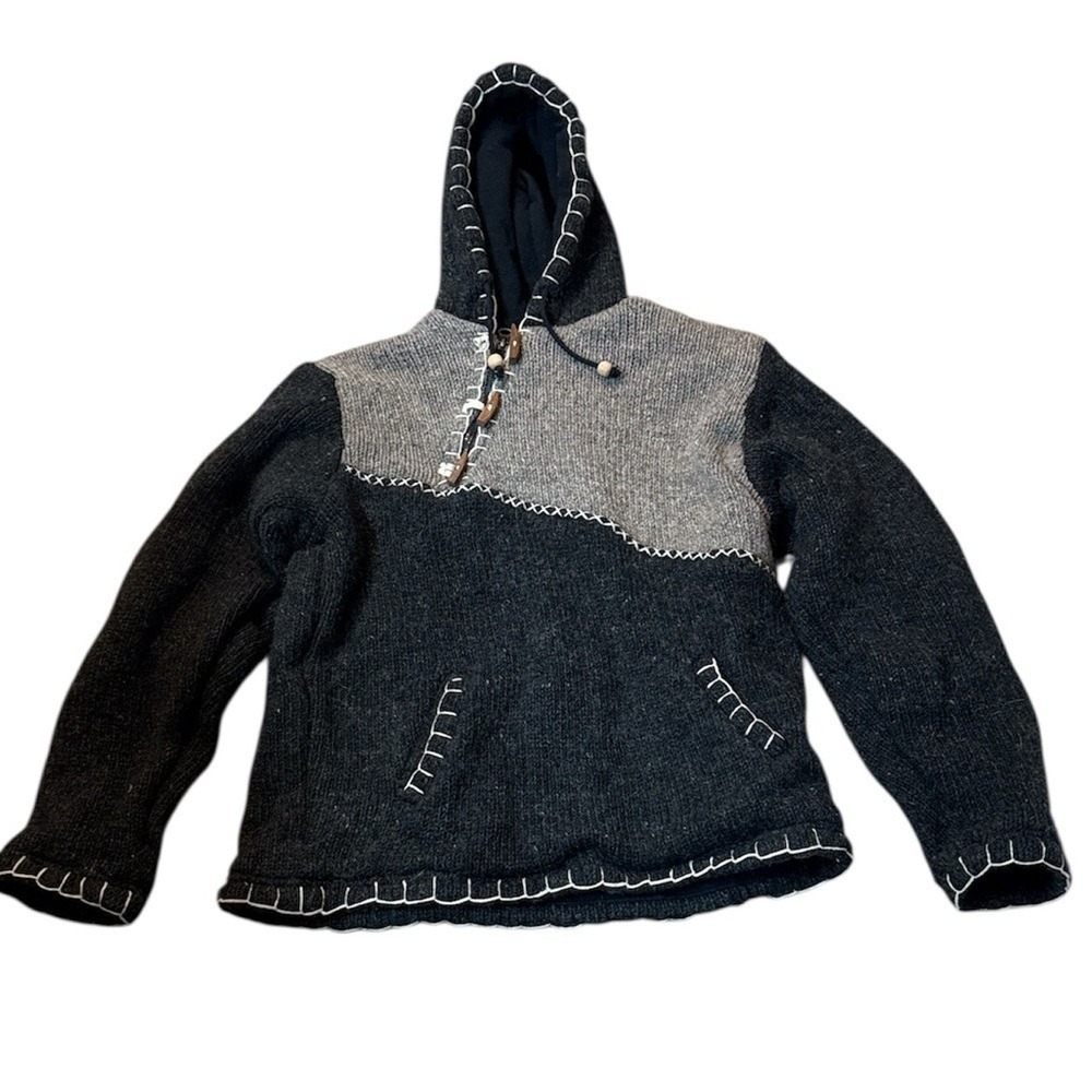 ShopHolic Men's Cross Fleece Lined Wool Pullover Hippy‎ Festival Hoodie Medium